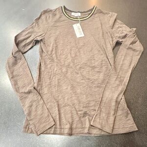 Goldie Long Sleeve Top With Gold‎ Trim